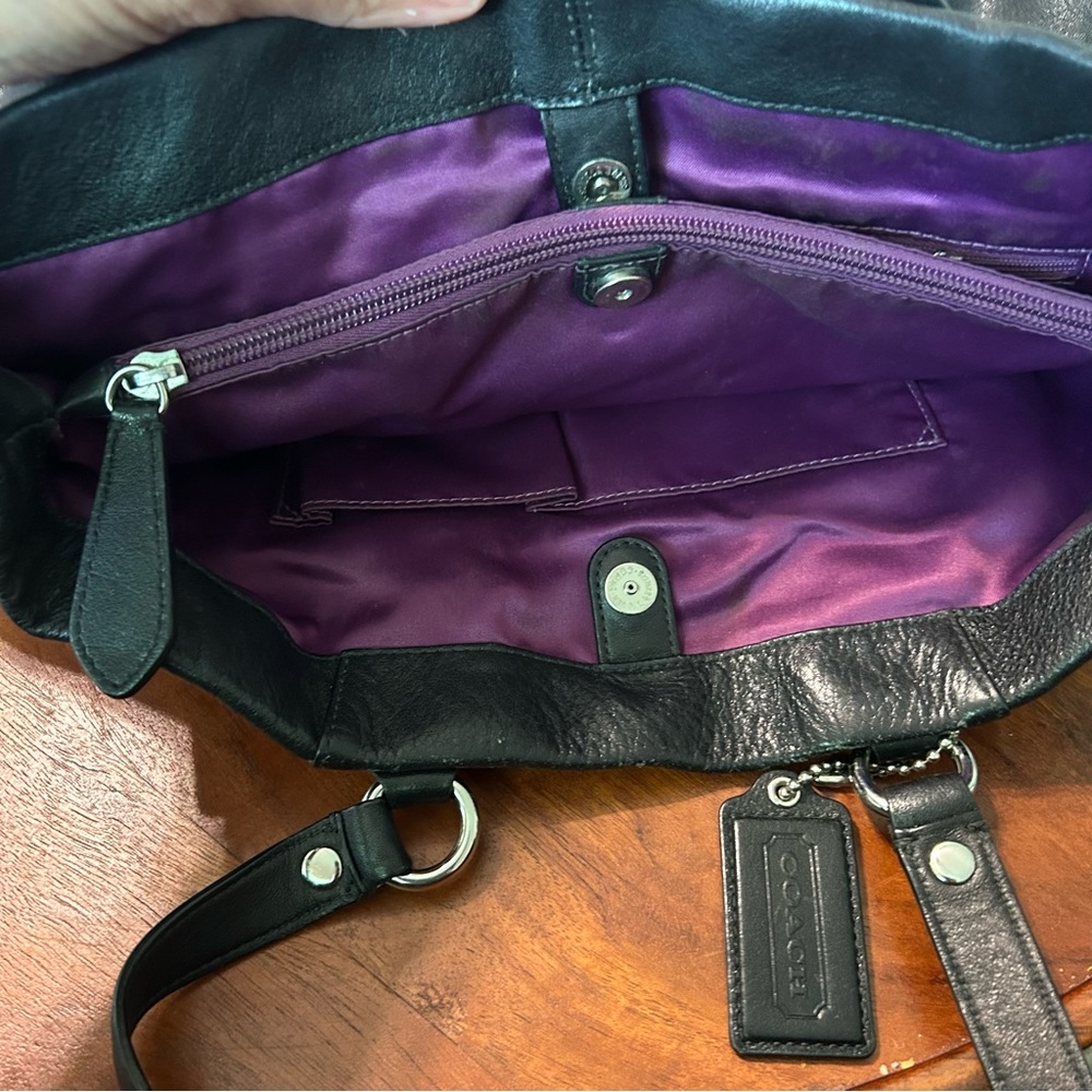 Coach Ashley Caryall Leather Shoulder Bag - Purple Interior - Picture 8 of 15